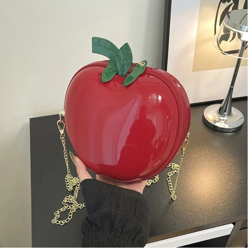 Luxury Bags Cute - กระเป๋าถือรูปแอปเปิ้ลน่ารักสำหรับผู้หญิง ปี 2026 กระเป๋าหนังแบบสะพายข้างแฟชั่นลำลองสำหรับเดินทาง กระเป๋าสะพายไหล่ลายการ์ตูนผลไม้สุดหรูสำหรับผู้หญิง