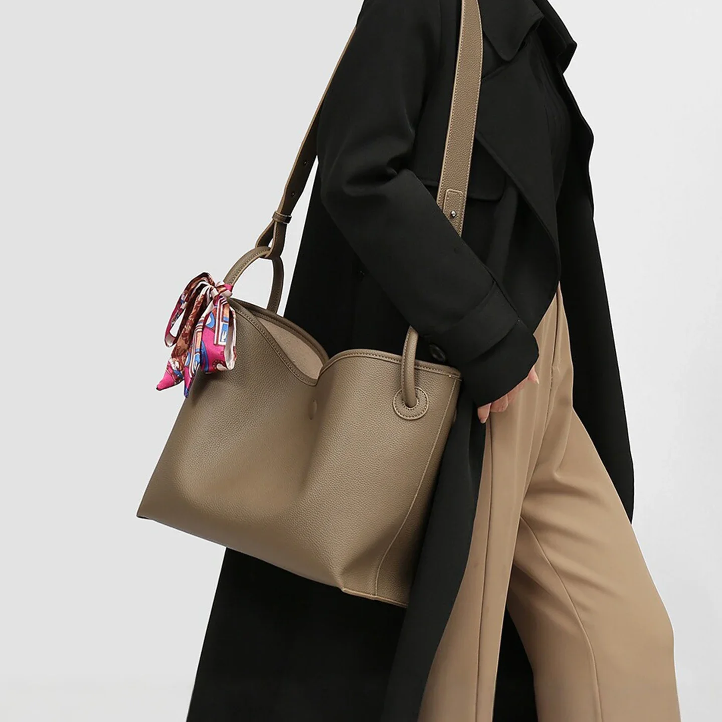 Luxury Bags China - กระเป๋าถือผู้หญิงสุดหรูระดับไฮเอนด์ หนัง PU สีพื้น 2 in