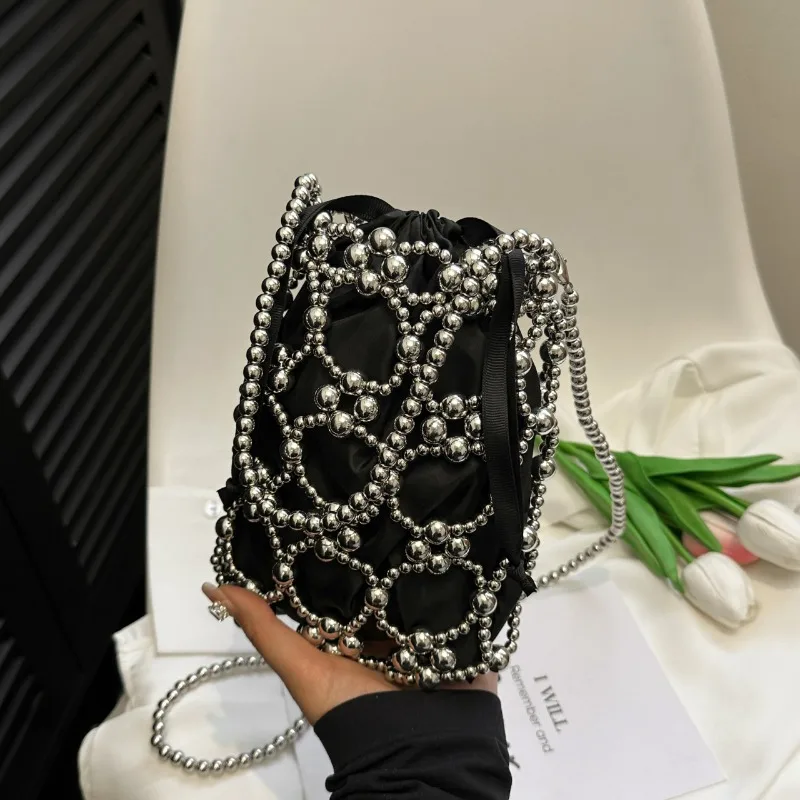 ประดับด้วยลูกปัดสีขาวถังไหล่แล - Luxury Bags On Sales บทวิจารณ์และราคา