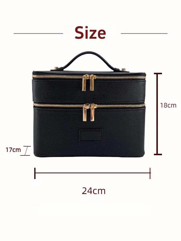 กระเป๋าเครื่องสำอางค์สองชั้นขน - Luxury Bags Leather บทวิจารณ์และราคา